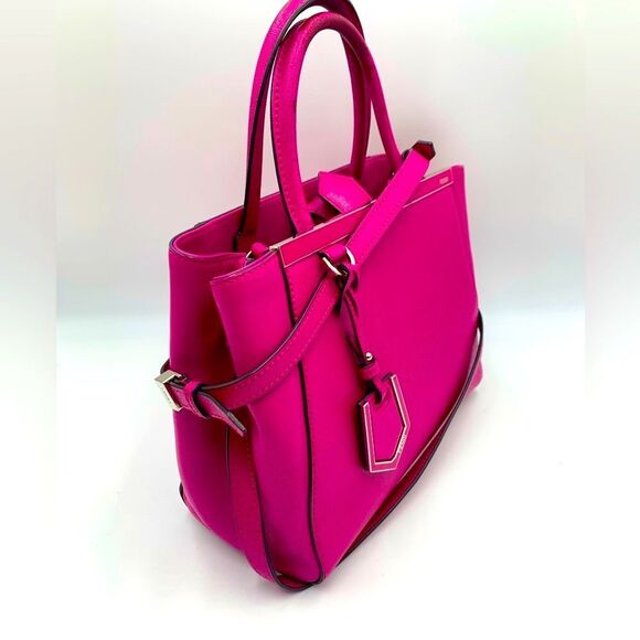 Auth Fendi Fuchsia 2Jours Elite Petit 2way Leather Tote Bag Crossbody Preloved - Picture 10 of 16